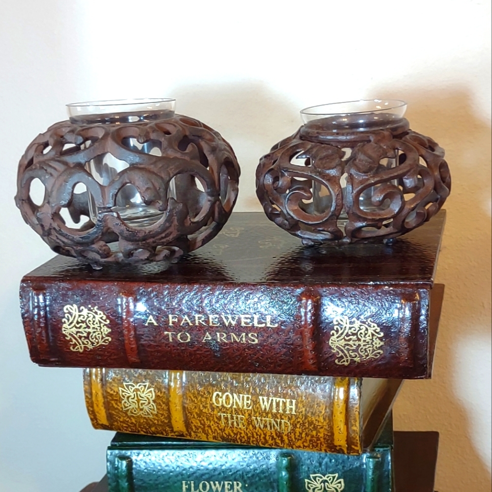 Vintage Scrolled Cast Iron Votive Candle Holders